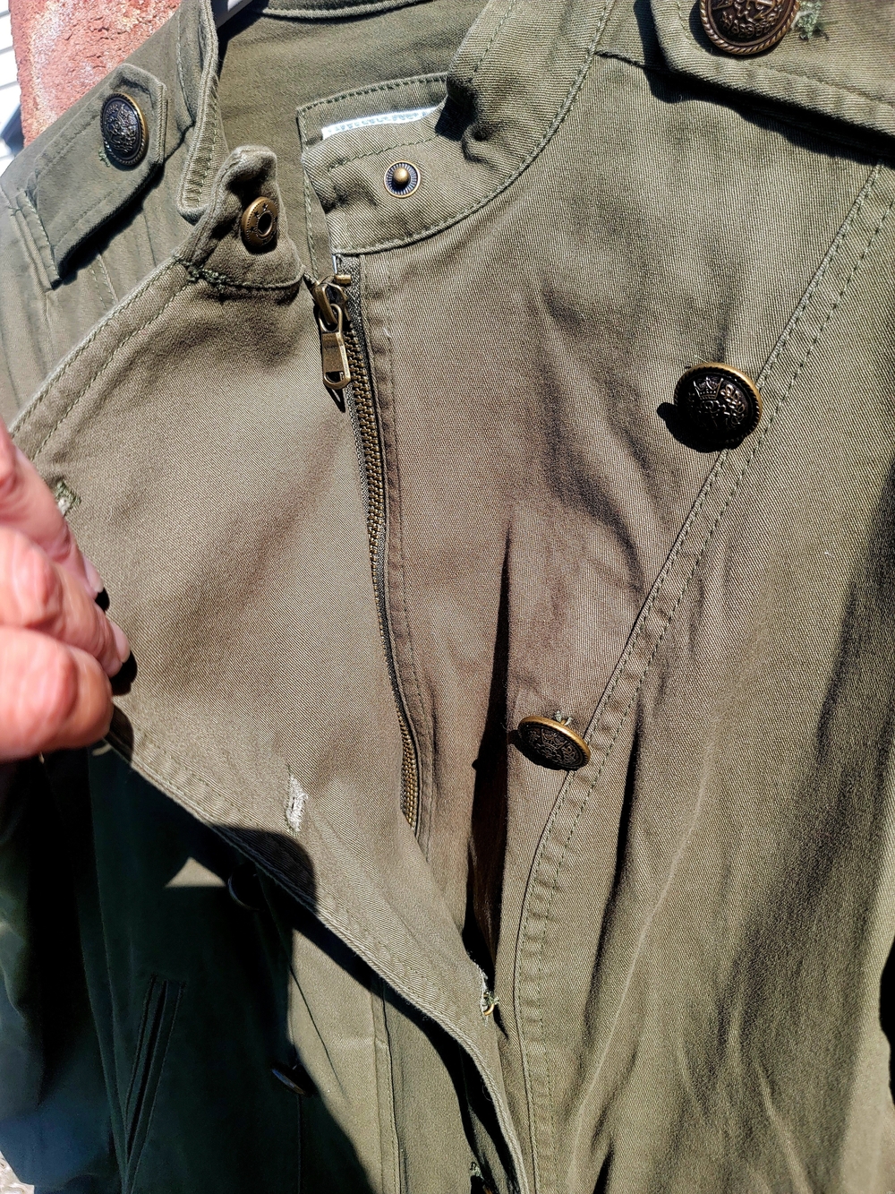 Women’s Military-Inspired Double-Breasted Utility Jacket — Olive - Picture 8 of 12